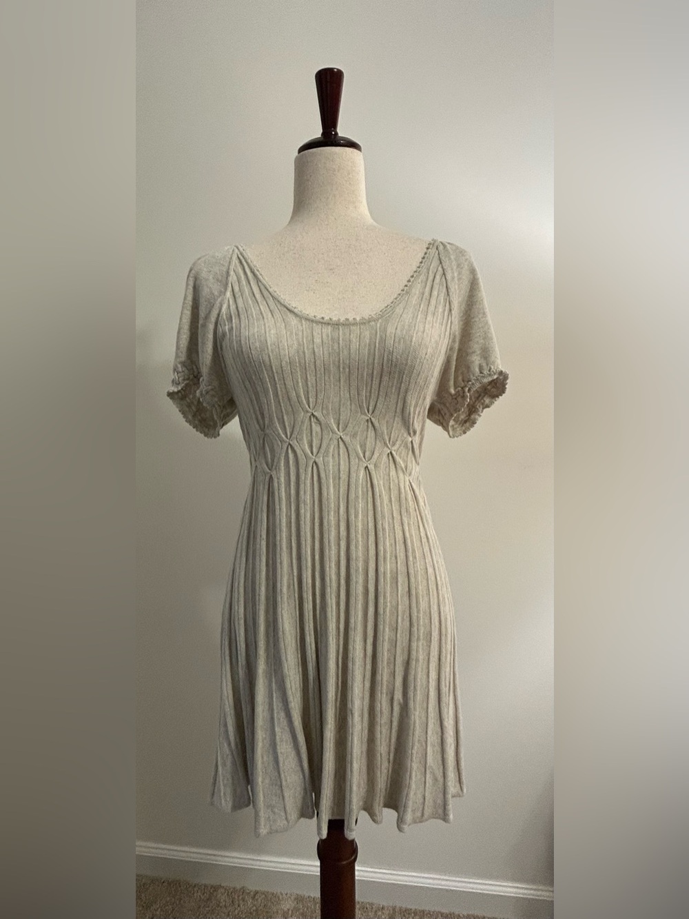 Studio M Cream Cable Knit Long Tunic Sweater Top Medium